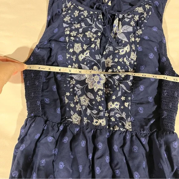 Old Navy Navy Blue Floral Maxi Dress Boho Festival Medium - Picture 11 of 14